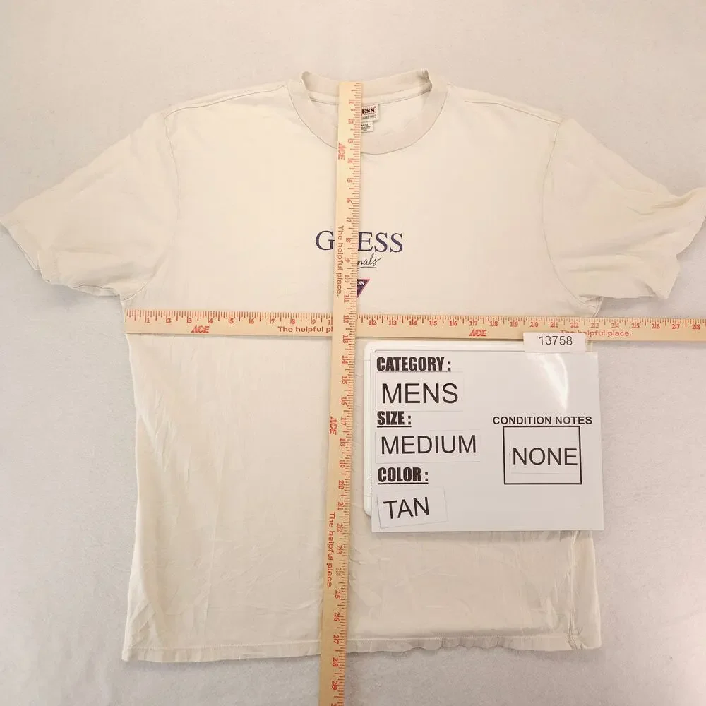 Guess Casual Graphic Short Sleeve Crew Neck T Shirt Mens Size Medium M Tan - Picture 5 of 10